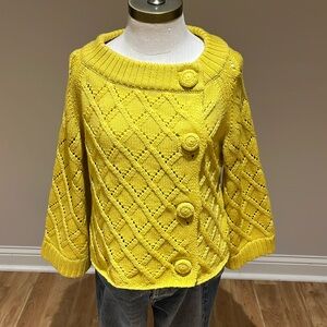 Frances Valentine Golden Yellow wool big button Cardigan size L